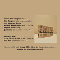Aimilios Organics Naturreines Bio Oregano Ă–l Produktbild mit Text