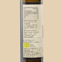 Aimilios Organics 250ml Bio Olivenöl sortenrein aus der Peloponnes in Griechenland Glasflasche auf braunem Hintergrund 