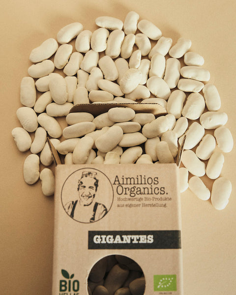 Aimilios Organics Weiße Bio Riesenbohnen aus offener 400g Packung
