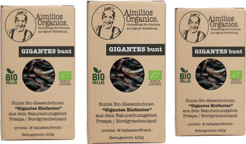 3er Pack: Bio Gigantes bunt (bunte Bio Riesenbohnen) 3x 400g - Aimilios Organics