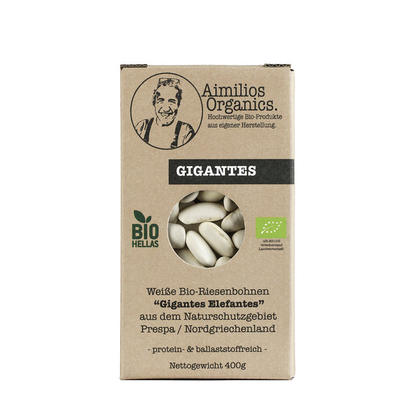 3er Pack: Bio Gigantes getrocknet (weiße Bio Riesenbohnen) 3x 400g - Aimilios Organics