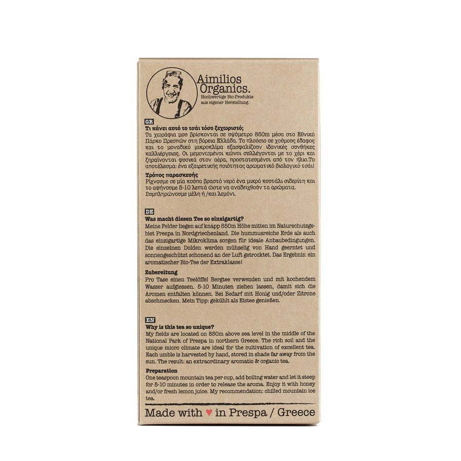 Griechischer Bio Bergtee (Sideritis Raeseri) - ganze Stängel & Blüten - 40g - Aimilios Organics