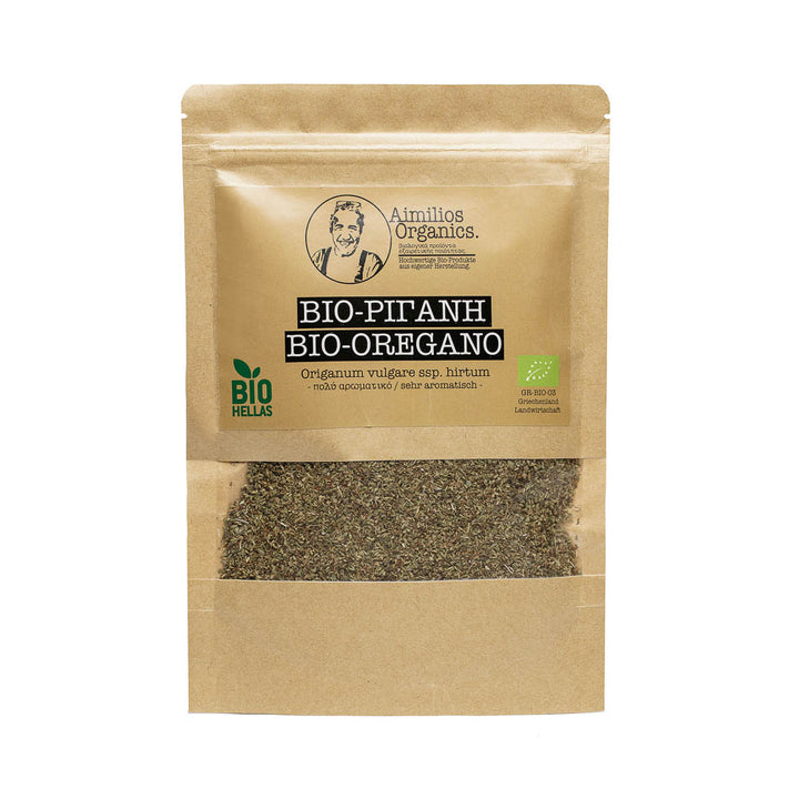 Bio Oregano im Nachfüllbeutel (100g) - Origanum vulgare spp. Hirtum - sehr intensiv - Premium Qualität - Aimilios Organics