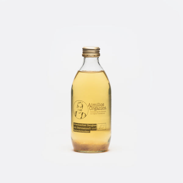 Aimilios Organics Bio-Bergeistee 330ml Einwegflasche Produktbild Vorderseite