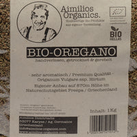 Aimilios Organics Bio Oregano 1Kg Beutel Etikett